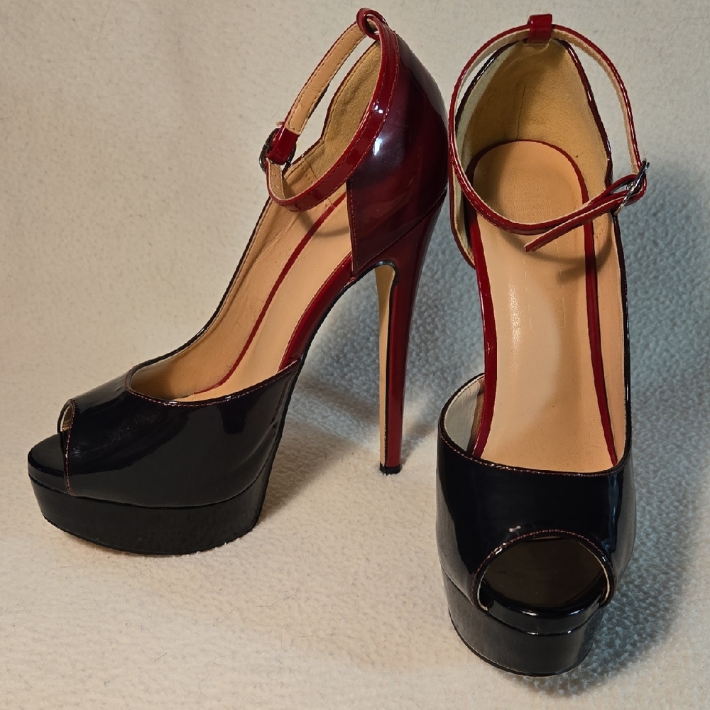 Elegant Black and Red Platform Heels